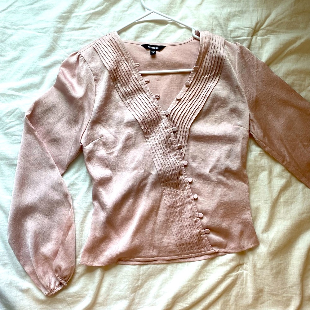 Express ballerina pink satin work blouse